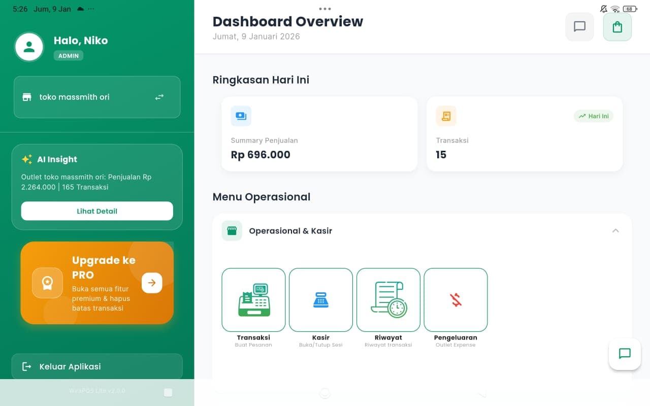 SKALA POS Dashboard Interface